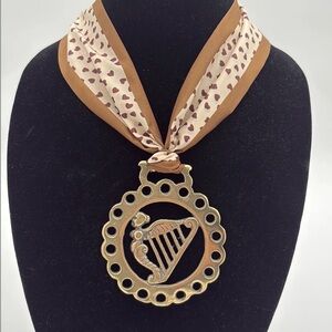 Brass Harp Horse Medallion